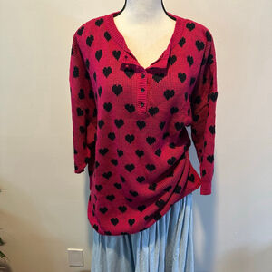 Vintage 90s Pink Heart Sweater | Stefano Worldwide | Oversized Acrylic Knit